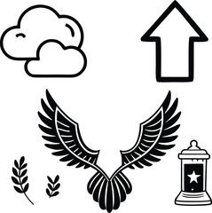 Eagle Flying with Heart Shaped Wings Vector Illustration