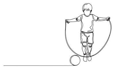 Minimalist Line Art of a Child Skipping Rope