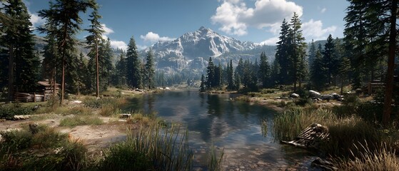 A beautiful mountain range with a river running through it
