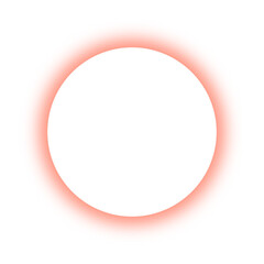 Soft coral circular glowing frame isolated on transparent background