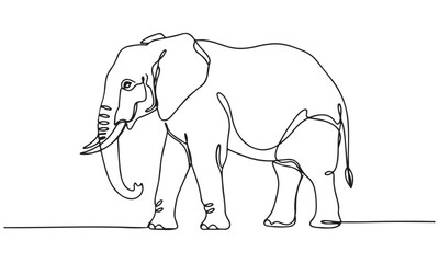 Minimalist Continuous Line Art Illustration of an Elephant