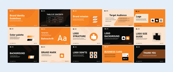 Brand Guidelines Template Design, Landscape brand identity design, Logotype presentation EPS Vector