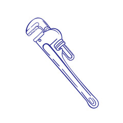 vector line art of a carpentry tool in the form of a pipe wrench