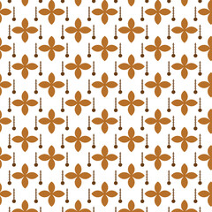 Seamless pattern of floral motifs and abstract shapes repeating design