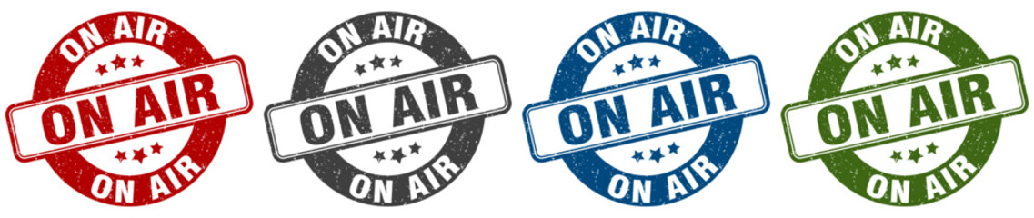 on air stamp. on air round stamp set isolated on white background