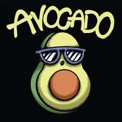 Avocado With Sunglasses hand drawn tshirt illustration