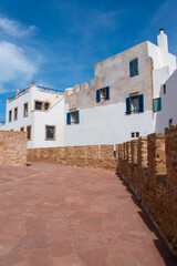 Morocco, Africa: view of the ancient walls and skyline of Essaouira, known until the 1960s as Mogador, with the city wall bastion and the citadel by Scala harbour facing the Atlantic Ocean