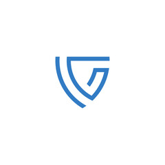 Minimalist letter VG shield Or IG shield logo concept vector Icon