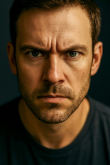Obraz premium Intense close-up portrait of a man with focused expression
