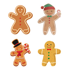 Set of Four Christmas Gingerbread Man Cookies