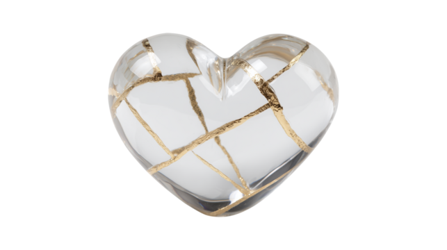 Glass Heart Kintsugi Gold Repair Healing Mental Health Self Care Symbol
