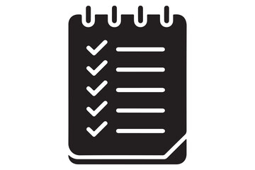 Checklist clipboard silhouette icon for task management and planning isolated on white background
