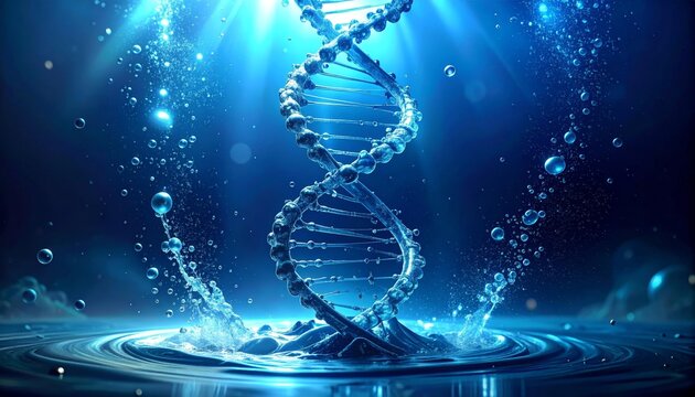 DNA Helix Abstract Science, Technology, Blue Water, Life
