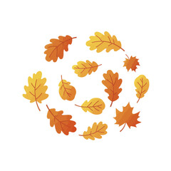 Fototapeta premium Decorative autumn leaf border in circle shape with copy space