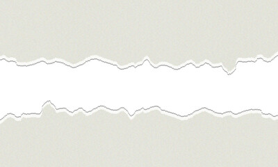 Torn edges of light gray paper isolated on transparent background