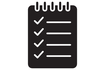 Checklist clipboard silhouette icon for task management and planning isolated on white background
