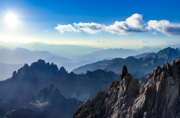Wild mountain ranges, amazing views of nature, magnificent texture seen from the summit