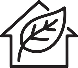 Vector art of eco house icon symbol of ecological home, green building, energy efficiency concept of sustainable architecture, environmentally friendly construction and design outline icon on