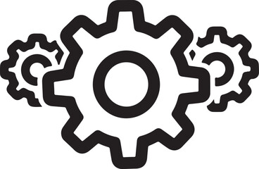 Vector art of gear icon symbol of cogwheel, mechanism, engineering, and industry concept of teamwork, process, and technology sign of settings, options, and configuration outline icon on