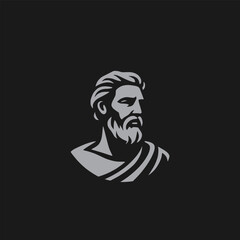 Stylized monochrome portrait of an ancient Greek philosopher, a powerful symbol of wisdom, history, and intellectual thought