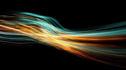 Abstract light trails on dark background, energetic movement