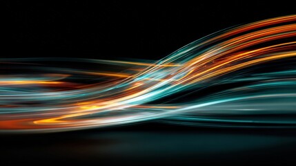 Dynamic abstract light streaks on dark background