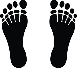 Black footprint silhouettes on white background footprints