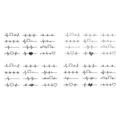 Heartbeat Line Vector Set, ECG Love Pulse Line Art, Minimal Heartbeat Wave Illustrations, Medical and Romantic Design Elements