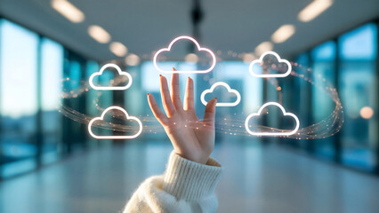 Digital transformation concept showcasing seamless cloud connectivity and innovative solutions empowering modern business growth strategy