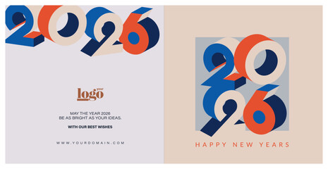 2026 logo and premium wish card colorful style. Happy new Year.