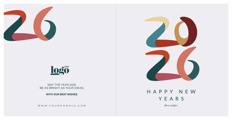 2026 logo and premium wish card colorful style. Happy new Year.