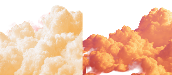 Close up of textured abstract organic shapes isolated on transparent background