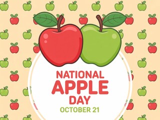 Celebrate national apple day october 21st with a festive illustration of red and green apples and festive background
