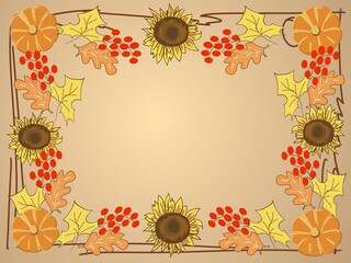 Autumn frame in folk style for editing.