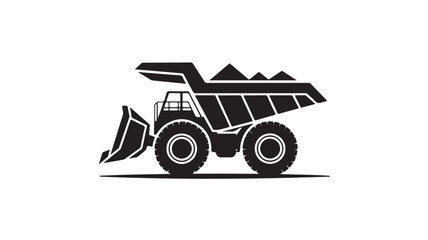 Fototapeta premium Powerful heavy duty dump truck silhouette hauling materials for construction projects, mining operations, and industrial transport needs, symbolizing strength and progress