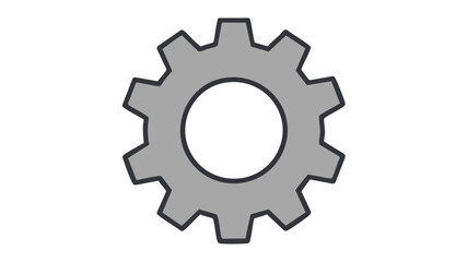 Gray gear with ten teeth and a circular hole in the center on a white background.