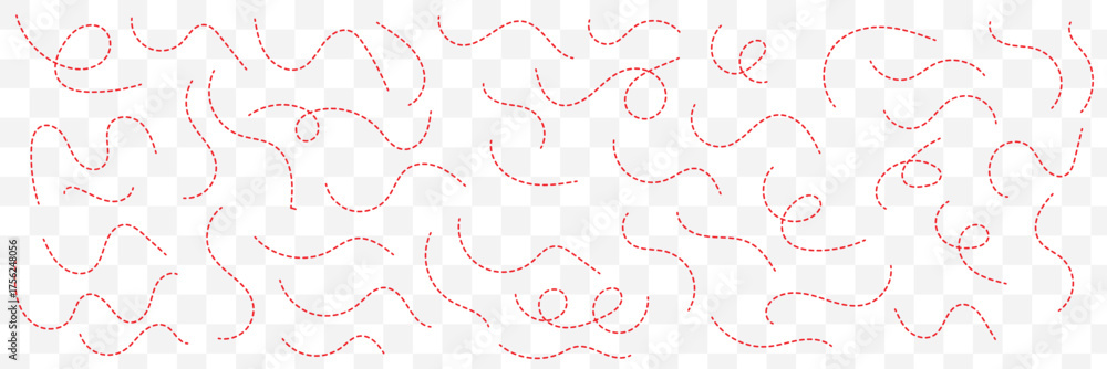 Wall mural dashed hand drawn squiggle loopy line vector. dotted spiral curve line. hand sketched curly border. 