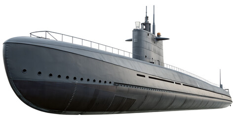 Naklejka premium Military Submarine Isolated on Transparent Background PNG