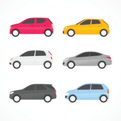 Fototapeta premium Diverse collection of cars shown from a side view