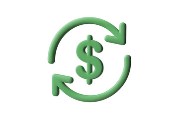 Obraz premium 3d illustration icon of Dollar symbol surrounded by rotating arrows, signifying financial transactions. Isolated on transparent background, png