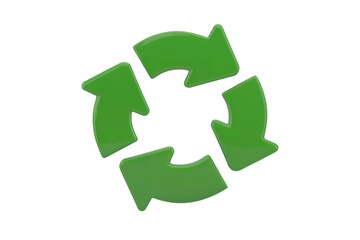 3d illustration icon of Recycling symbol represents environmental sustainability. Isolated on transparent background, png