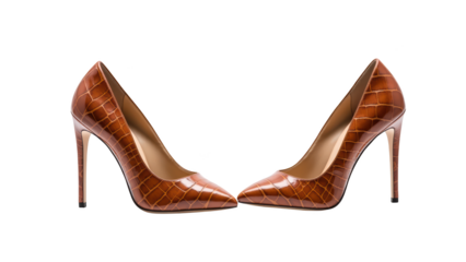 Stylish brown high heels with crocodile texture, perfect for elegant occasions and adding sophistication to any outfit