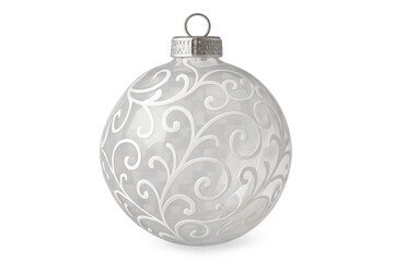 White christmas ornament with silver swirl pattern