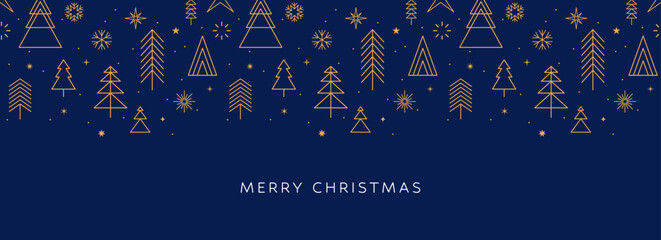 Christmas card, gold decorations pattern, holidays banner