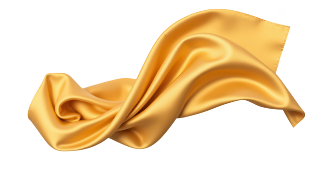 Luxurious golden silk fabric draped elegantly, showcasing smooth texture and rich color, perfect for various design projects