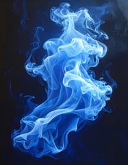 Fototapeta premium Dynamic image of swirling blue smoke, resembling an ethereal flame