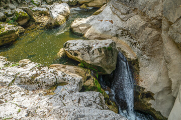 The scenic views of the Horma Canyon (Horma Kanyonu) in the fall season, an amazing place for nature lovers, captivated along the 3,500 m trekking route in the Küre Mountains, Kastamonu, Turkey.
