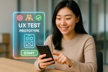 User experience testing event for mobile app prototype modern office digital interaction professional setting engaging design