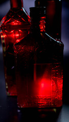 dark mystical theme red whine bottle