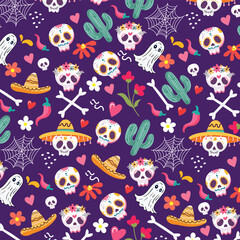 Halloween pattern ghost vector illustration